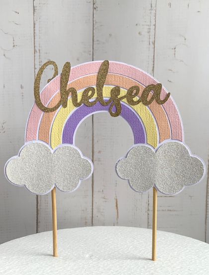 Rainbow Cake Topper with Personalised Name